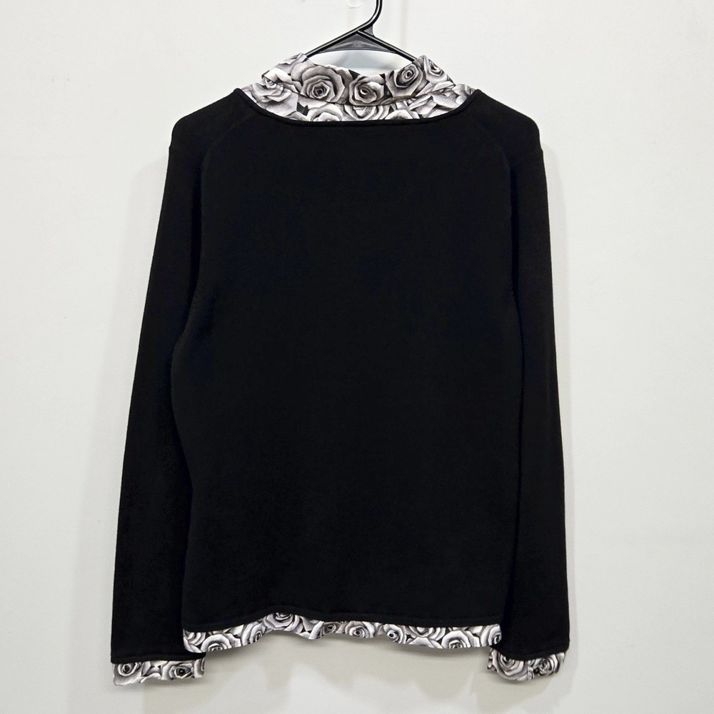 Talbots Layered Sweater Large Vintage Y2K Black Rose Floral V Neck Dark Romantic - Picture 2 of 8